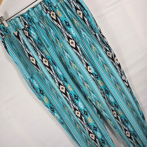 Uk2 Turquoise Tribal Print Boho Jogger Pants - Picture 7 of 8